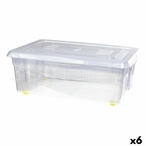 Κουτί Aποθήκευσης με Ρόδες Με καπάκι Διαφανές 32 L (x6)
