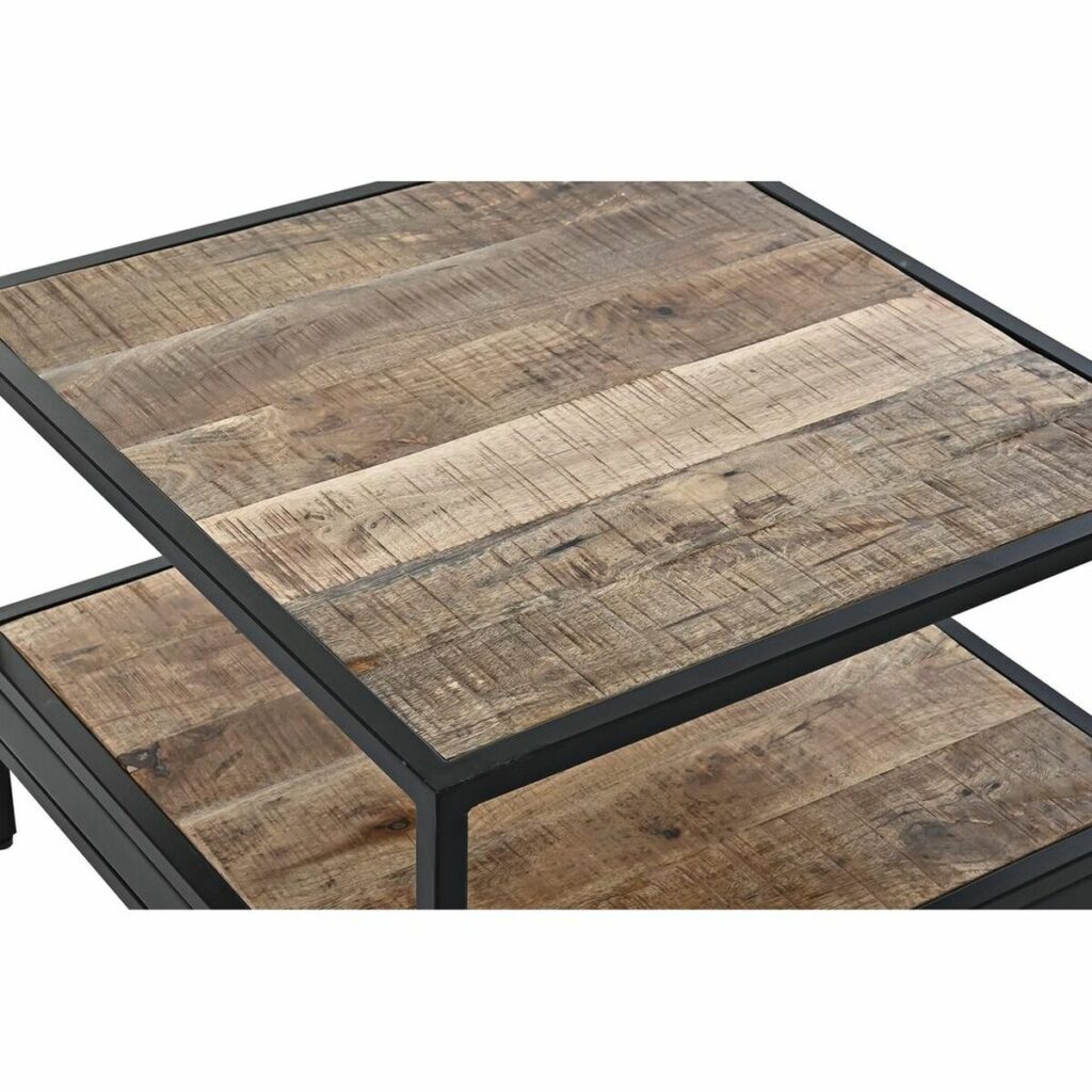 Βοηθητικό Τραπέζι DKD Home Decor Καφέ Μαύρο Μέταλλο Ξύλο από Μάνγκο 60 x 60 x 46 cm