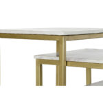 Σετ με 3 τραπέζια DKD Home Decor Λευκό Χρυσό 50 x 35 x 60 cm