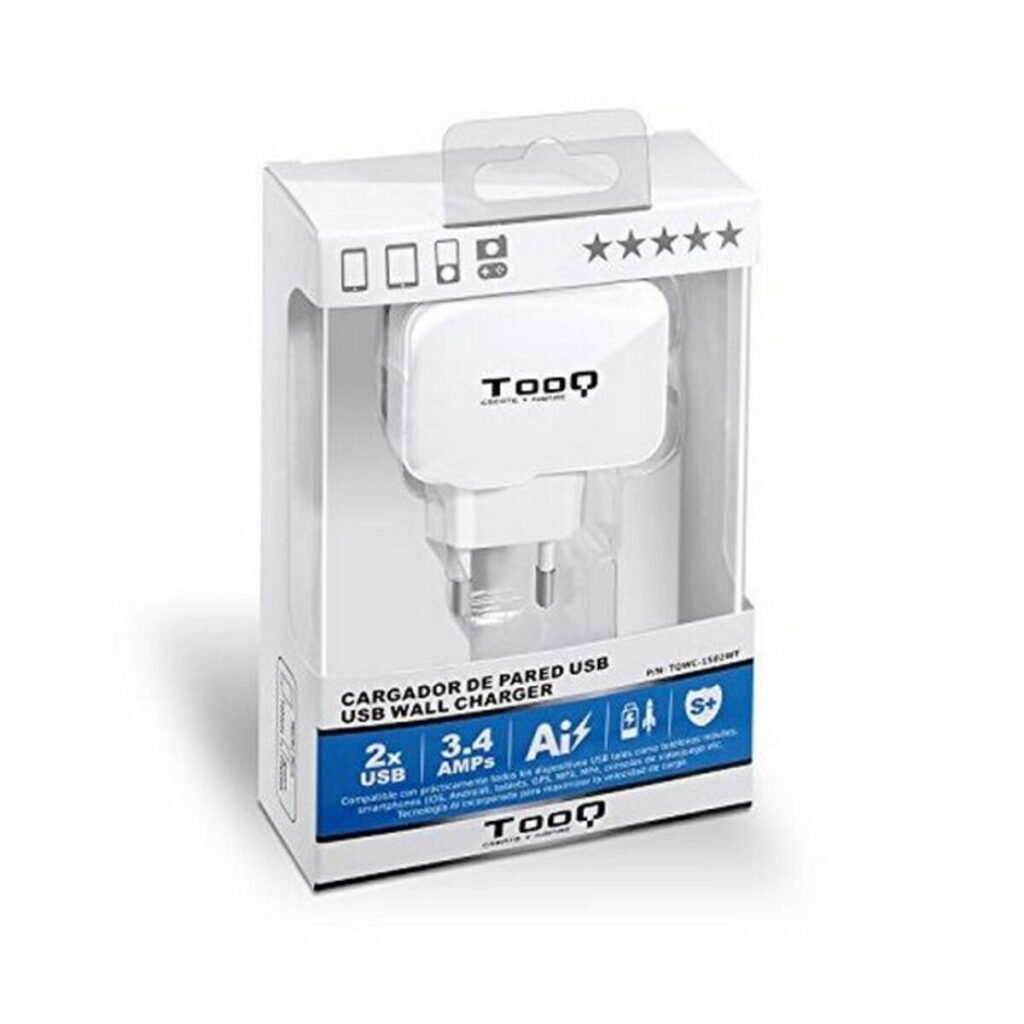 Φορτιστής Τοίχου TooQ AATCAT0150 USB x 2 17W Λευκό
