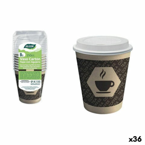 Σετ ποτηριών Algon Χαρτόνι Καφές 8 Τεμάχια 250 ml (36 Μονάδες)