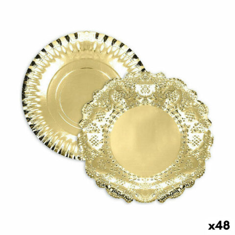 Δίσκος για σνακ Algon Χρυσό Στρογγυλή 35 x 35 x 2 cm (48 Μονάδες)