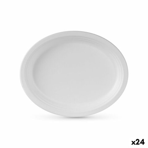 Σετ πιάτων Algon Αναλώσιμα Λευκό Ζαχαροκάλαμο Οβάλ 26 cm (24 Μονάδες)