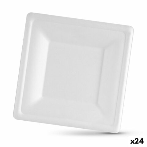 Σετ πιάτων Algon Αναλώσιμα Λευκό Ζαχαροκάλαμο Τετράγωνο 20 cm (24 Μονάδες)
