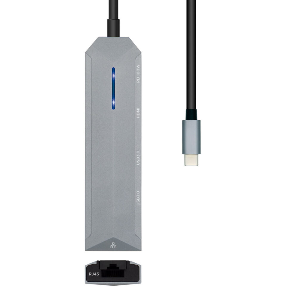 USB Hub Aisens ASUC-5P003-GR Μαύρο Γκρι 100 W