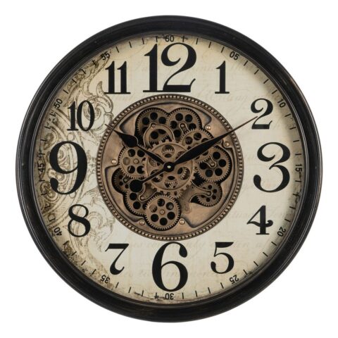 Ρολόι Τοίχου Μαύρο Κρεμ Κρυστάλλινο Σίδερο 66 x 9