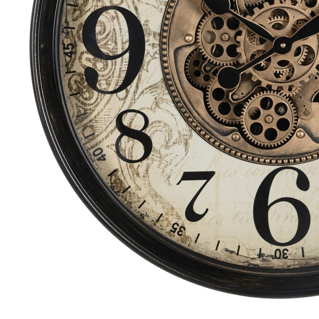 Ρολόι Τοίχου Μαύρο Κρεμ Κρυστάλλινο Σίδερο 66 x 9