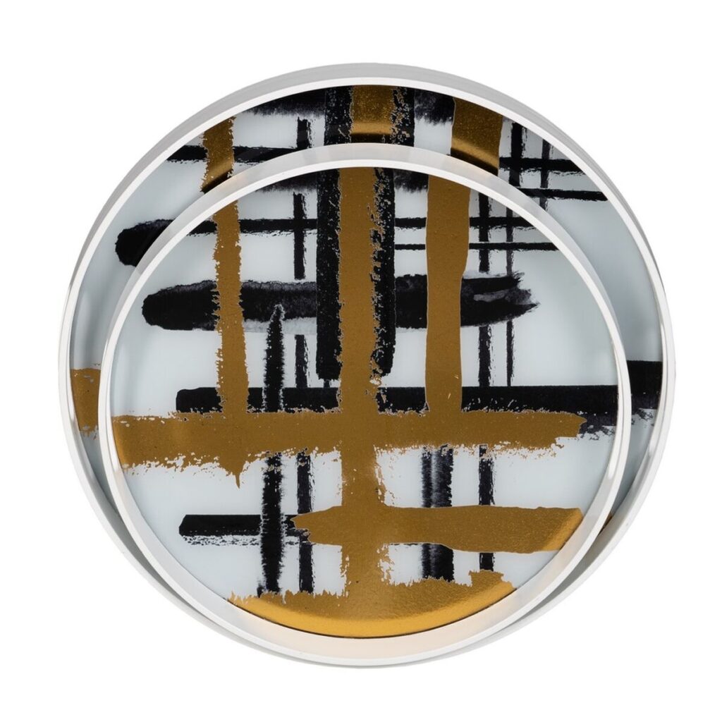 Δίσκος για σνακ Λευκό Μαύρο Χρυσό PVC Κρυστάλλινο Αφηρημένο 42 x 42 x 4