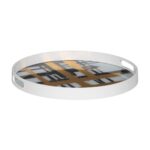 Δίσκος για σνακ Λευκό Μαύρο Χρυσό PVC Κρυστάλλινο Αφηρημένο 42 x 42 x 4