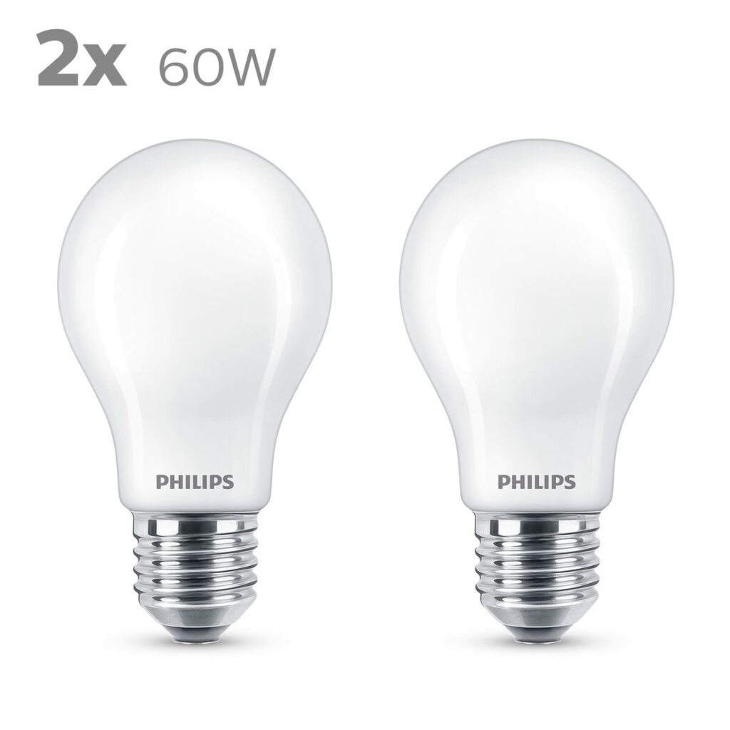 Λάμπα LED Philips Classic Standard 60 W Λευκό E E27 (2700 K) (x2)