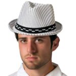 Καπέλο Γκάνγκστερ Ρίγες Λευκό