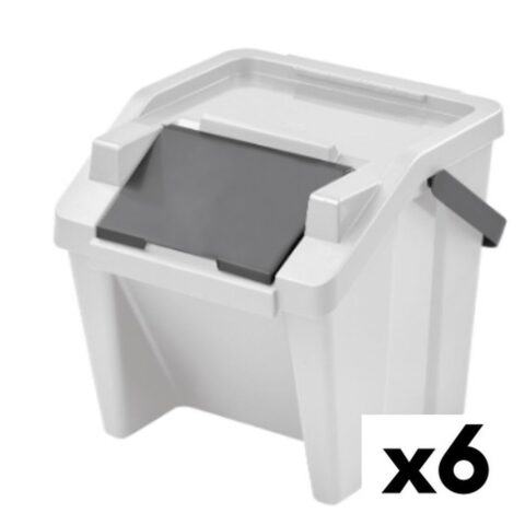 Κάδος Απορριμμάτων για Ανακύκλωση Tontarelli Moda Φορητό 28 L Λευκό (x6)