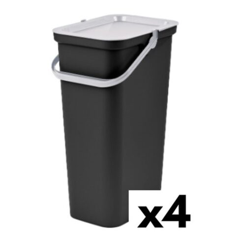 Κάδος Απορριμμάτων για Ανακύκλωση Tontarelli Moda 38 L Λευκό Μαύρο (4 Μονάδες)