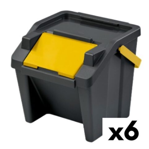 Κάδος Απορριμμάτων για Ανακύκλωση Tontarelli Moda Φορητό 28 L Κίτρινο (x6)