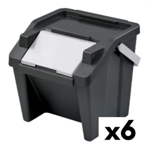 Κάδος Απορριμμάτων για Ανακύκλωση Tontarelli Moda Φορητό 28 L Λευκό Μαύρο (x6)