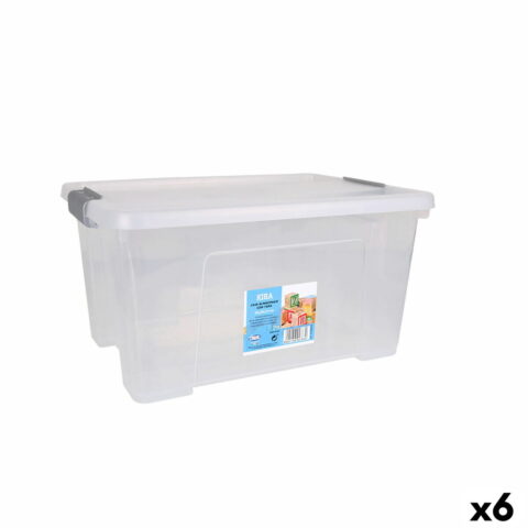 Κουτί αποθήκευσης με Καπάκι Dem Kira Πλαστική ύλη Διαφανές 20 L 40 x 28 x 26 cm (x6)