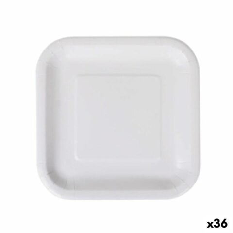 Σετ πιάτων Algon Αναλώσιμα Λευκό Χαρτόνι Τετράγωνο 20 cm (36 Μονάδες)