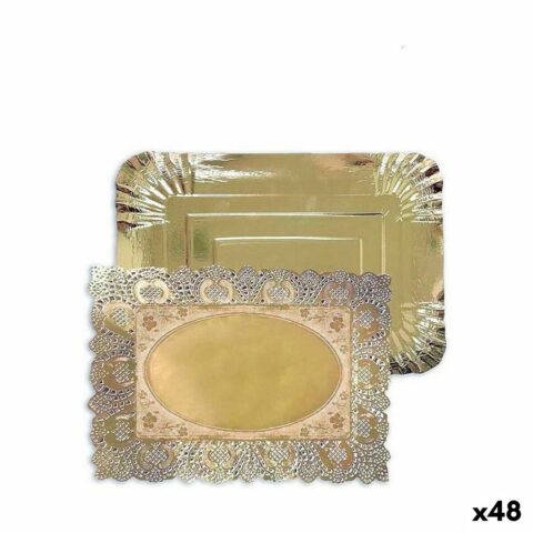 Δίσκος για σνακ Algon Αναλώσιμη Χρυσό Ορθογώνιο 25