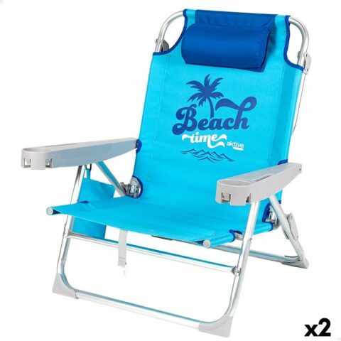 Καρέκλα στην παραλία Aktive Εύκαμπτο Μπλε 53 x 80 x 58 cm (x2)