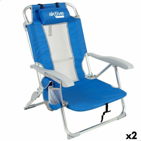 Καρέκλα στην παραλία Aktive Μπλε Λευκό 49 x 78 x 56 cm (x2)