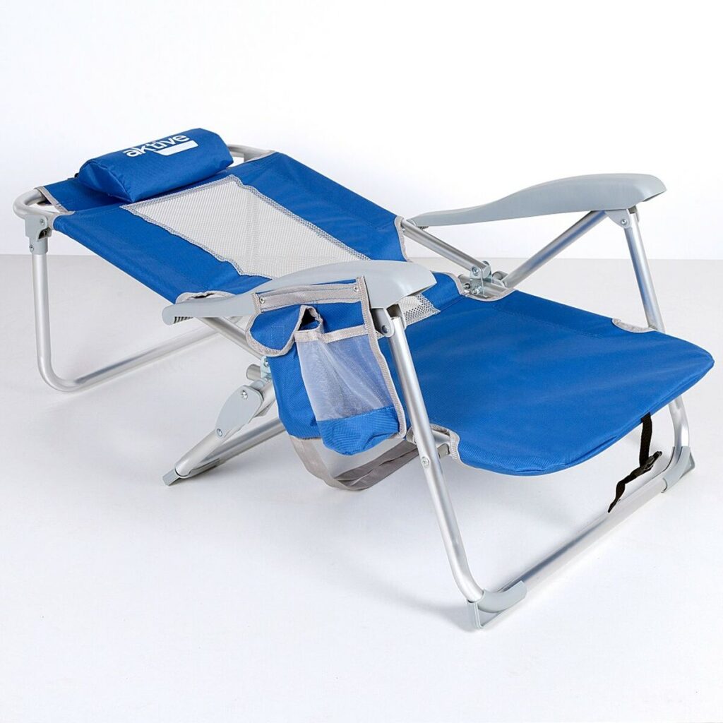 Καρέκλα στην παραλία Aktive Μπλε Λευκό 49 x 78 x 56 cm (x2)