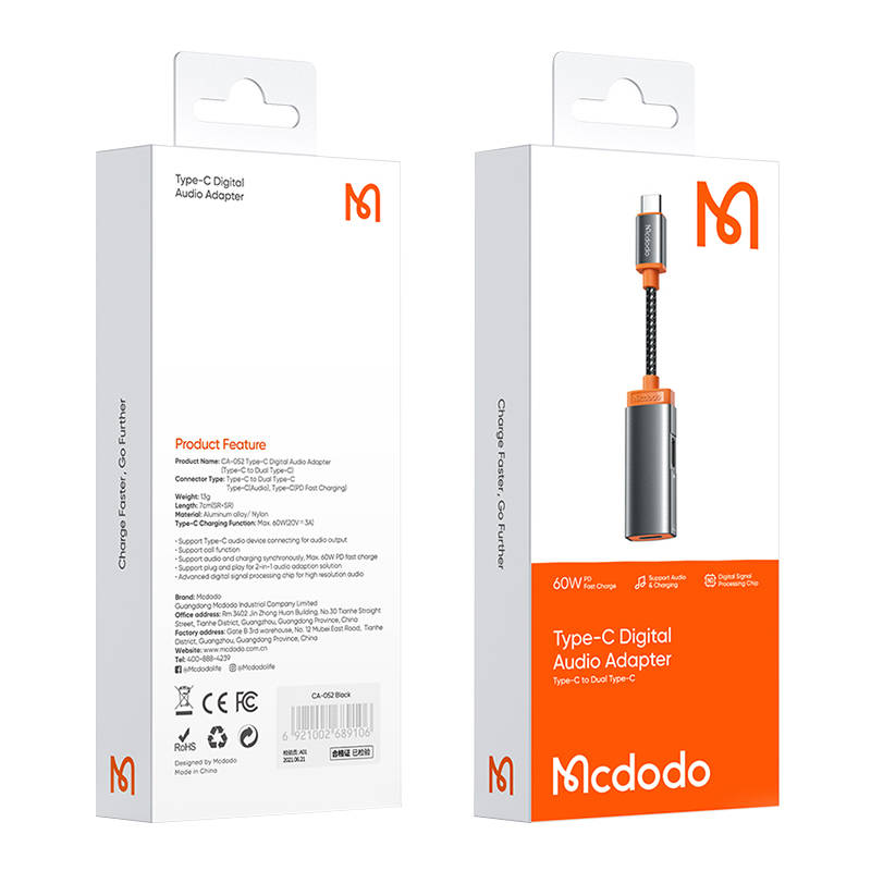 Adapter USB-C to 2x USB-C Mcdodo CA-0520