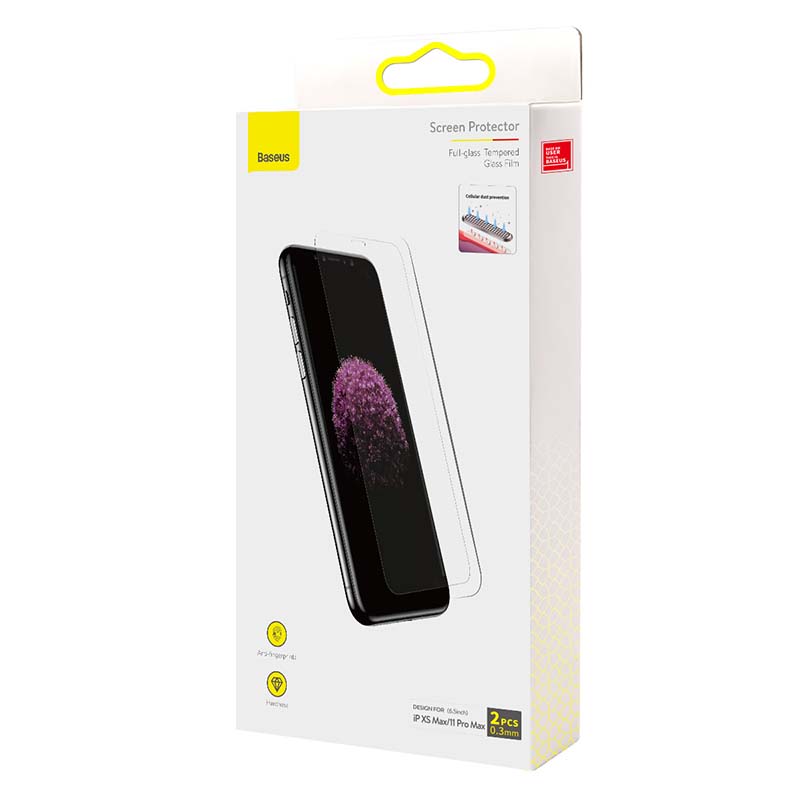 Baseus Προστατευτικό Οθόνης Tempered Glass 0.3mm Full Face για iPhone XS Max/11 Pro Max 6.5'' (2τμχ) (Διαφανές)