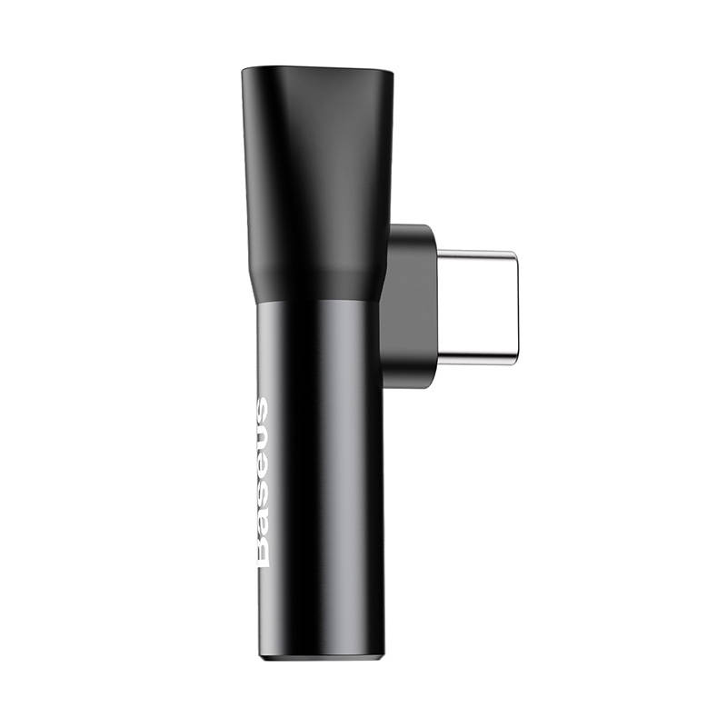 Baseus Μετατροπέας Ήχου USB-C σε Mini Jack 3.5mm + USB-C (Μαύρο)