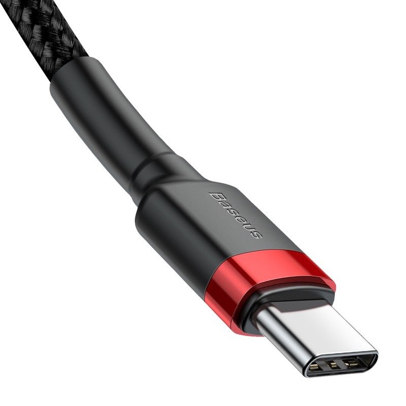 Baseus Καλώδιο USB-C Cafule PD 2.0 QC 3.0 60W 2m (Μαύρο/Κόκκινο)