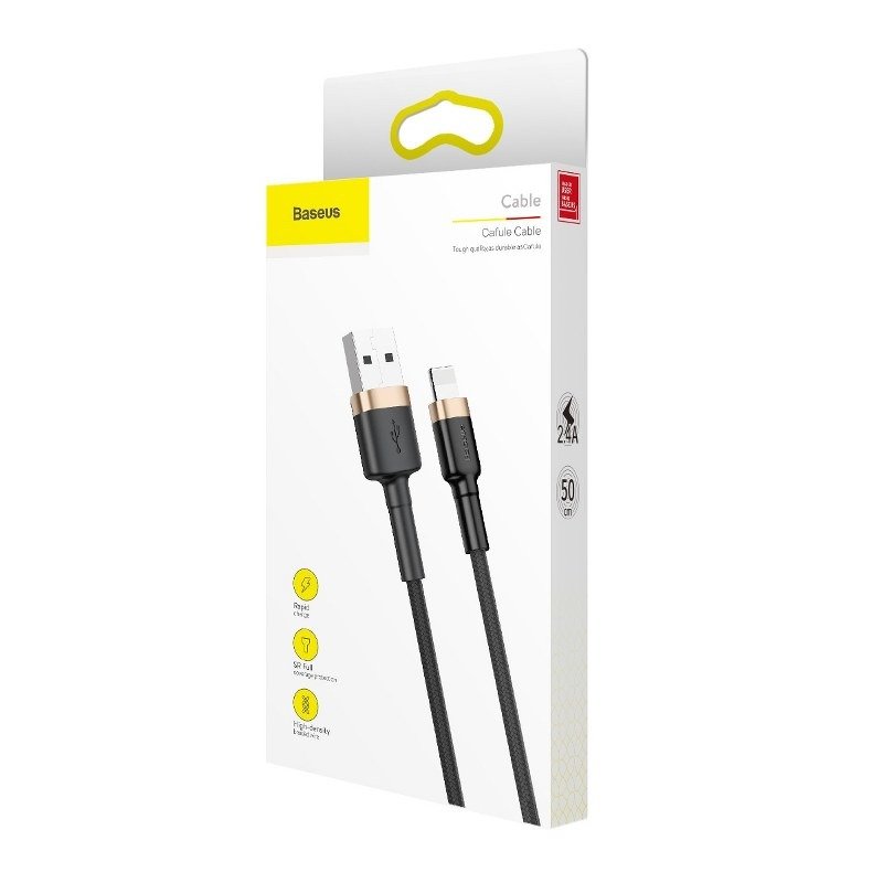 Baseus Καλώδιο Lightning Cafule 2A 3m (Μαύρο/Χρυσό)