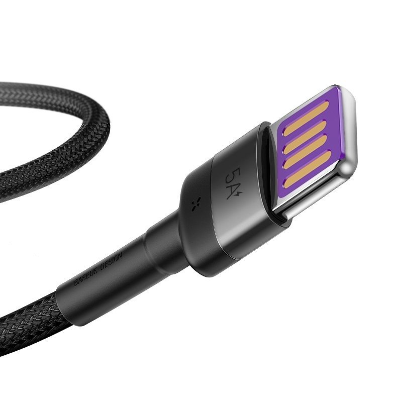 Baseus Καλώδιο USB-C Huawei SuperCharge Cafule QC 3.0 5A 1m (Μαύρο/Γκρι)