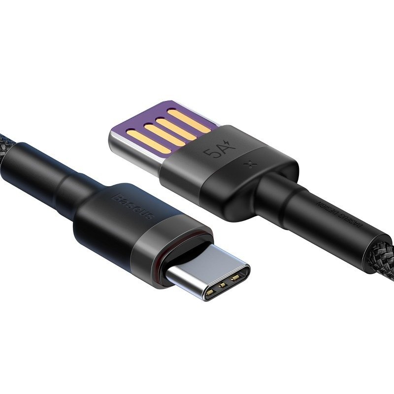 Baseus Καλώδιο USB-C Huawei SuperCharge Cafule QC 3.0 5A 1m (Μαύρο/Γκρι)