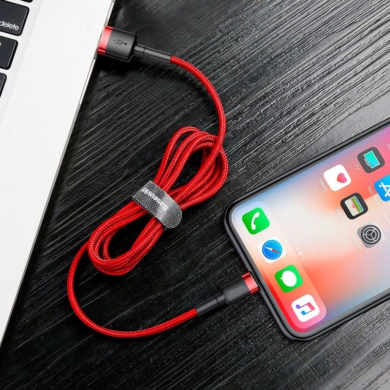 Baseus Καλώδιο USB σε Lightning Cafule 2.4A 1m (Μαύρο/Κόκκινο)