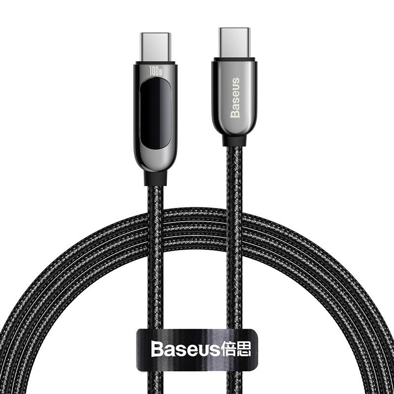 Baseus Καλώδιο USB-C σε USB-C με Οθόνη 100W 1m (Μαύρο)