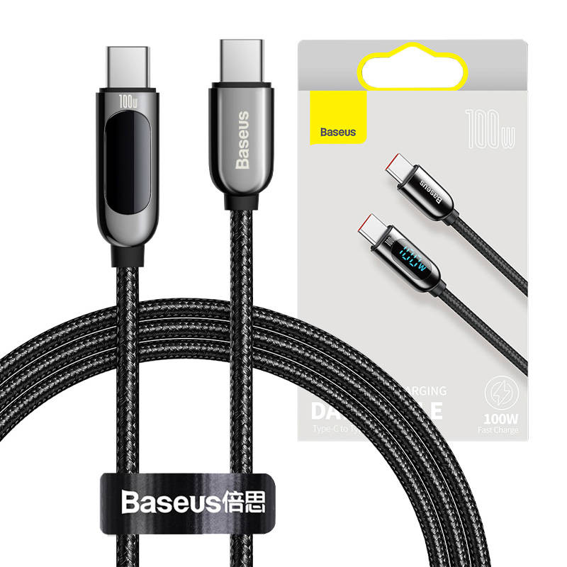 Baseus Καλώδιο USB-C σε USB-C με Οθόνη 100W 1m (Μαύρο)