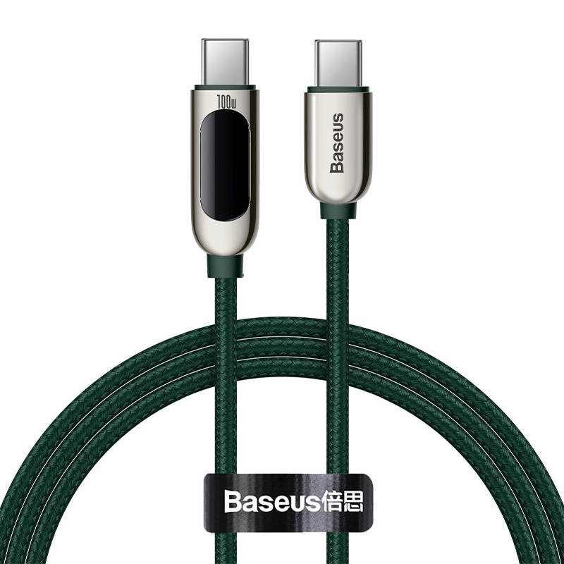 Baseus Καλώδιο USB-C σε USB-C με Οθόνη 100W 1m (Πράσινο)