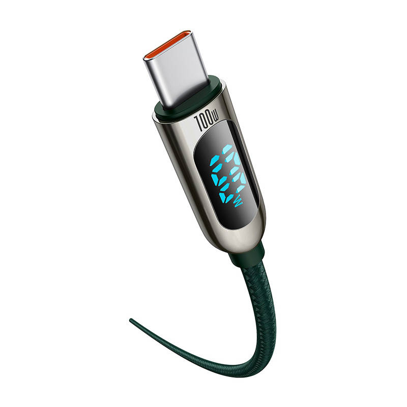 Baseus Καλώδιο USB-C σε USB-C με Οθόνη 100W 1m (Πράσινο)