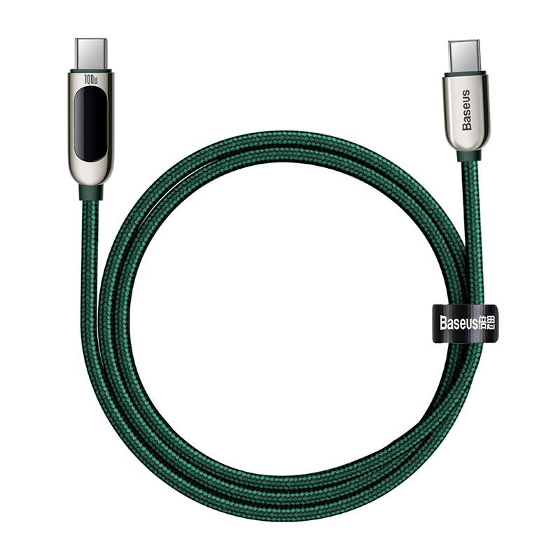 Baseus Καλώδιο USB-C σε USB-C με Οθόνη 100W 1m (Πράσινο)