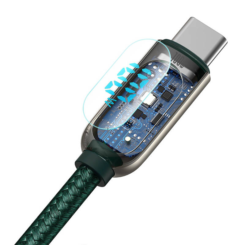 Baseus Καλώδιο USB-C σε USB-C με Οθόνη 100W 1m (Πράσινο)