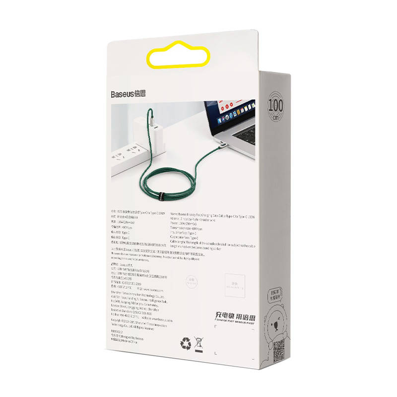 Baseus Καλώδιο USB-C σε USB-C με Οθόνη 100W 1m (Πράσινο)