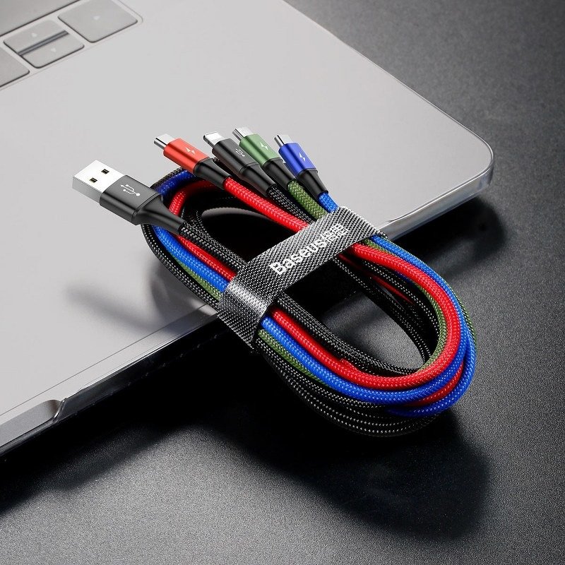 Baseus Καλώδιο USB 4σε1 2xUSB-C/Lightning/Micro 3.5A 1.2m (Μαύρο)