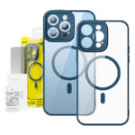 Baseus Μαγνητική Θήκη Frame και Προστατευτικό Οθόνης Tempered Glass για iPhone 14 Pro Max (Μπλε/Διαφανές)