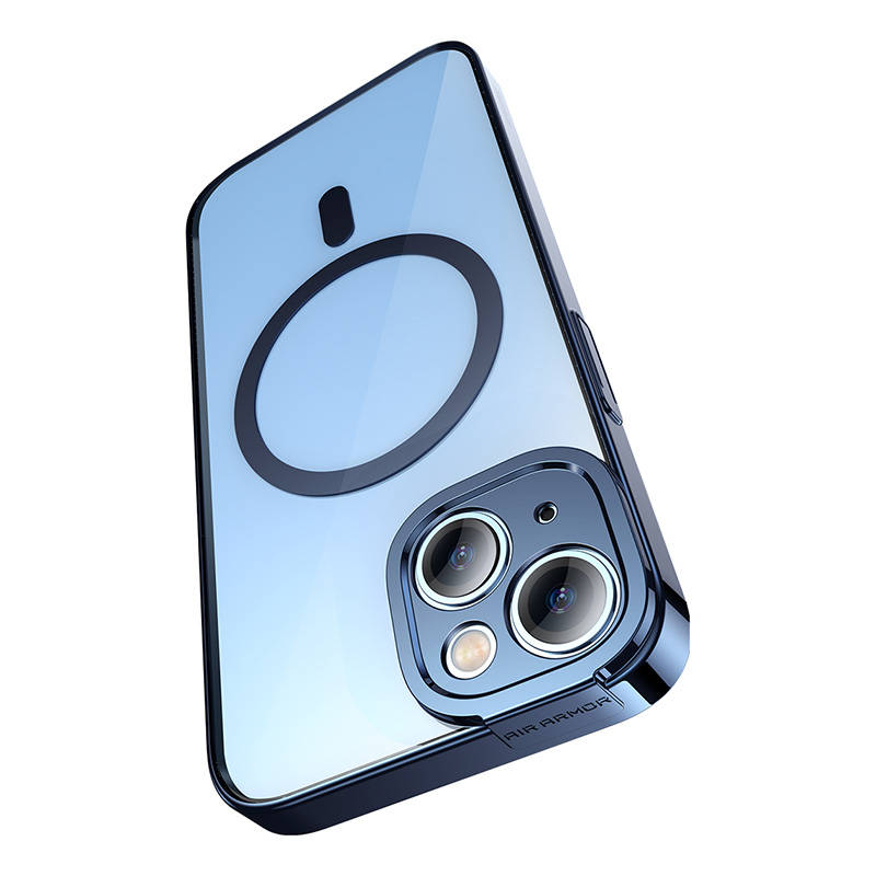 Baseus Μαγνητική Θήκη Glitter και Προστατευτικό Οθόνης Tempered Glass για iPhone 14 Plus (Μπλε/Διαφανές)