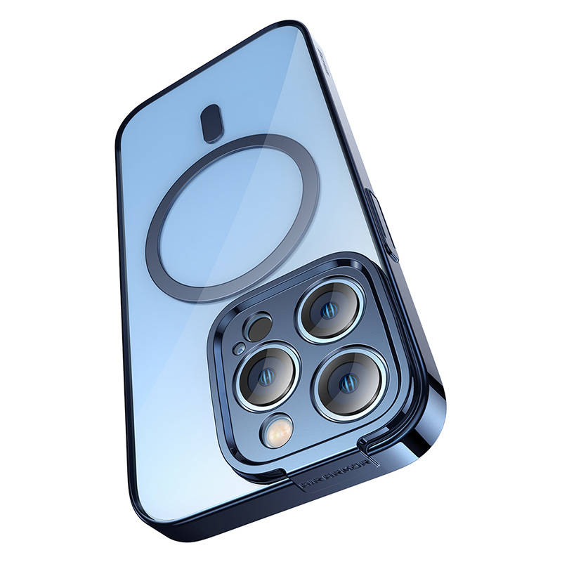 Baseus Μαγνητική Θήκη Glitter και Προστατευτικό Οθόνης Tempered Glass για iPhone 14 Pro Max (Μπλε/Διαφανές)