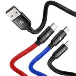Baseus Καλώδιο USB 3σε1 USB-C/Lightning/MicroUSB 3A 1.2m (Μαύρο)