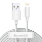 Baseus Καλώδιο USB σε Lightning Simple Wisdom 2.4A 1.5m (2τμχ) (Λευκό)