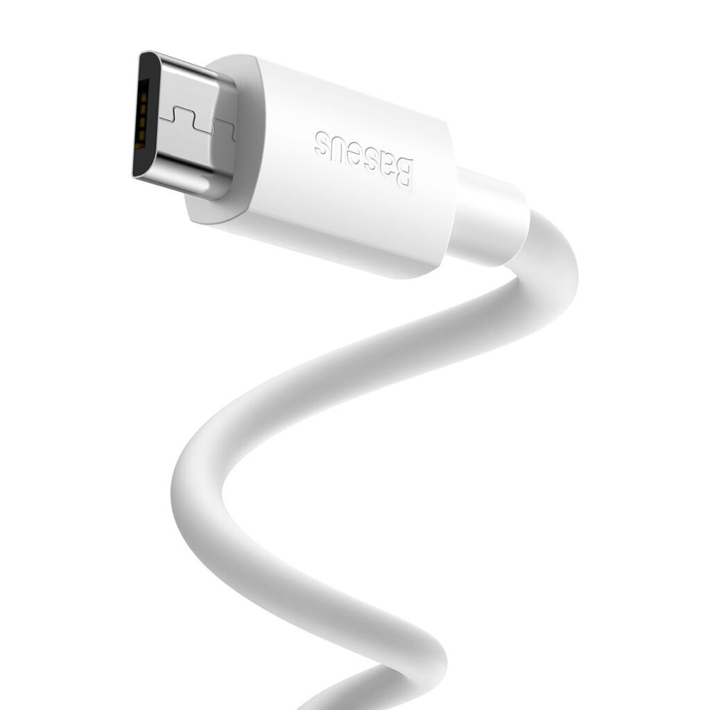 Baseus Καλώδιο USB σε MicroUSB Simple Wisdom 2.1A 1.5m (2τμχ) (Λευκό)