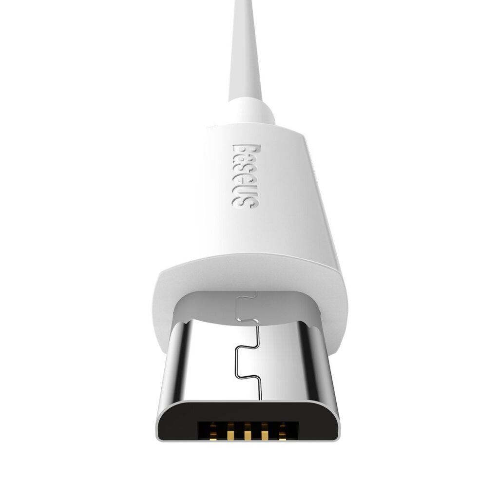 Baseus Καλώδιο USB σε MicroUSB Simple Wisdom 2.1A 1.5m (2τμχ) (Λευκό)