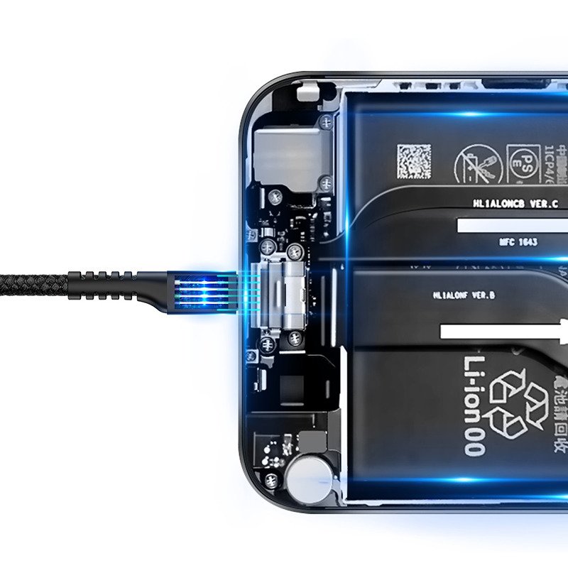 Baseus Καλώδιο USB-C με Ελατήριο Fish Eye Spring 2A 1m (Μαύρο)