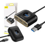Baseus HUB Square Round USB Adapter USB 3.0 σε 1x USB 3.0 + 3x USB 2.0.1m (Μαύρο)
